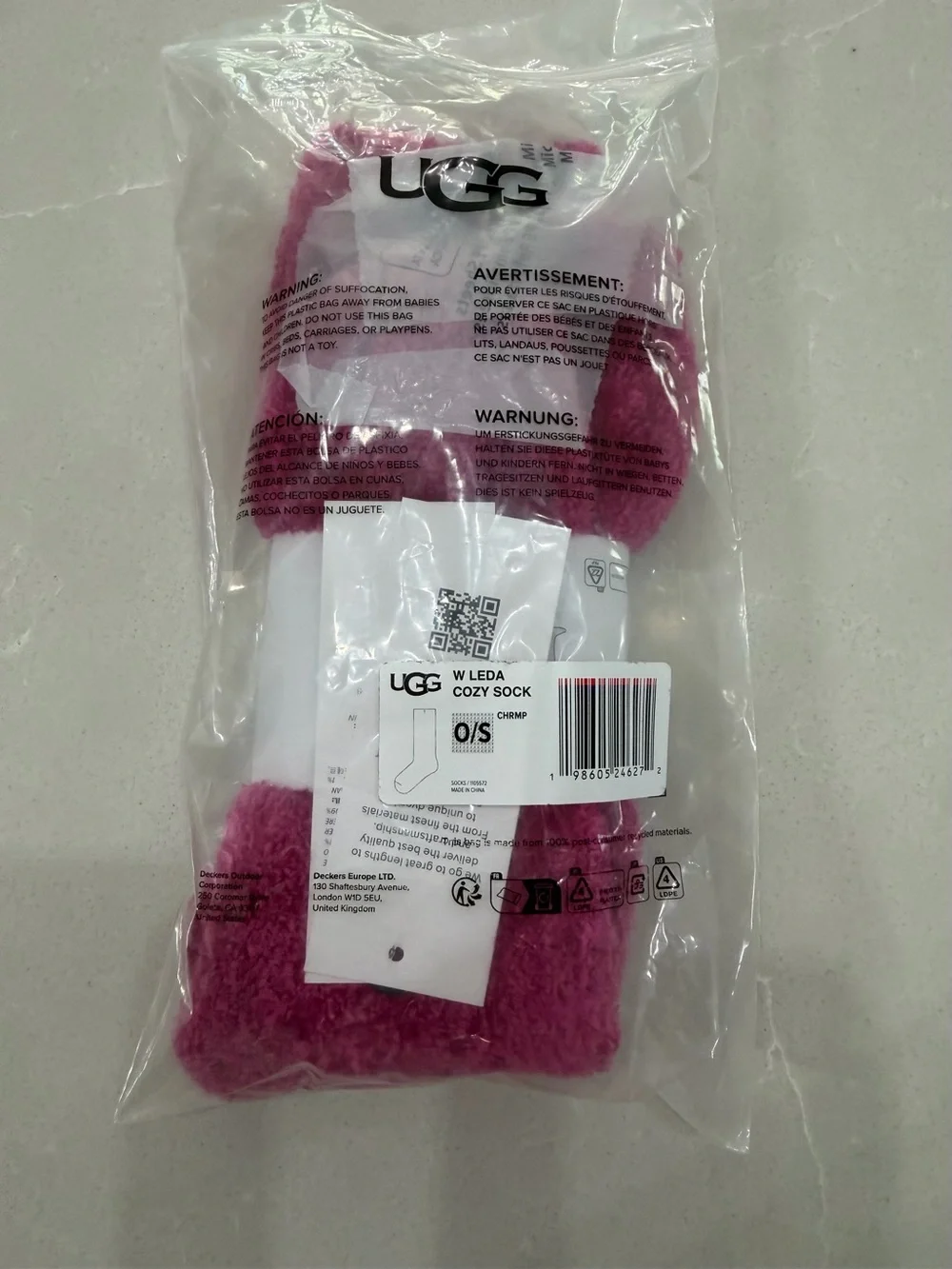 NWT UGG Leda Cozy Crew Socks Pink Fuchsia One Size